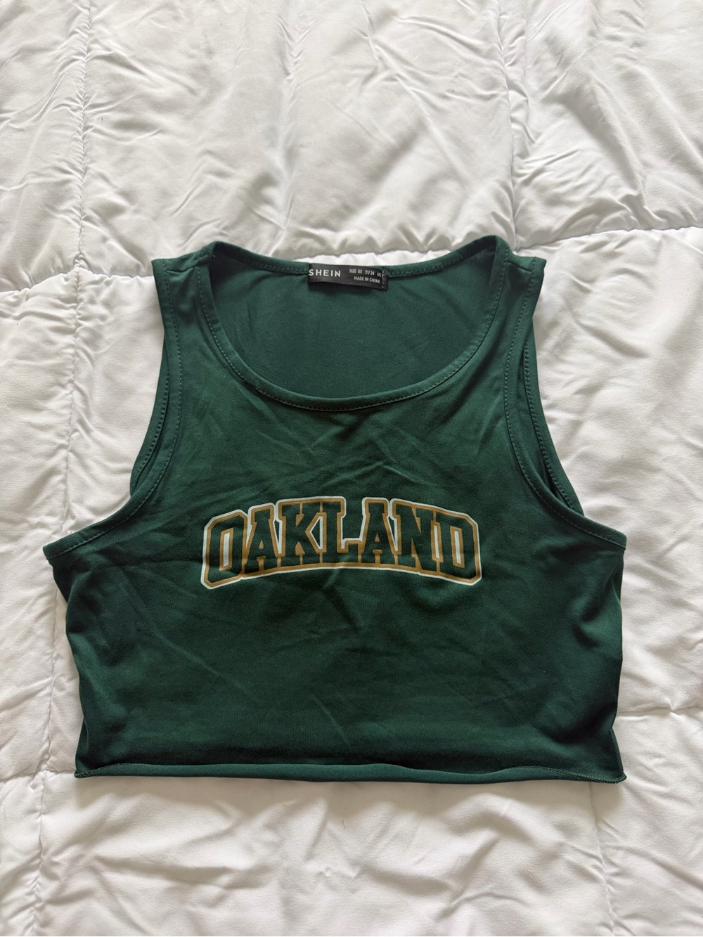 SHEIN Dark Green Oakland Graphic Crop Tank